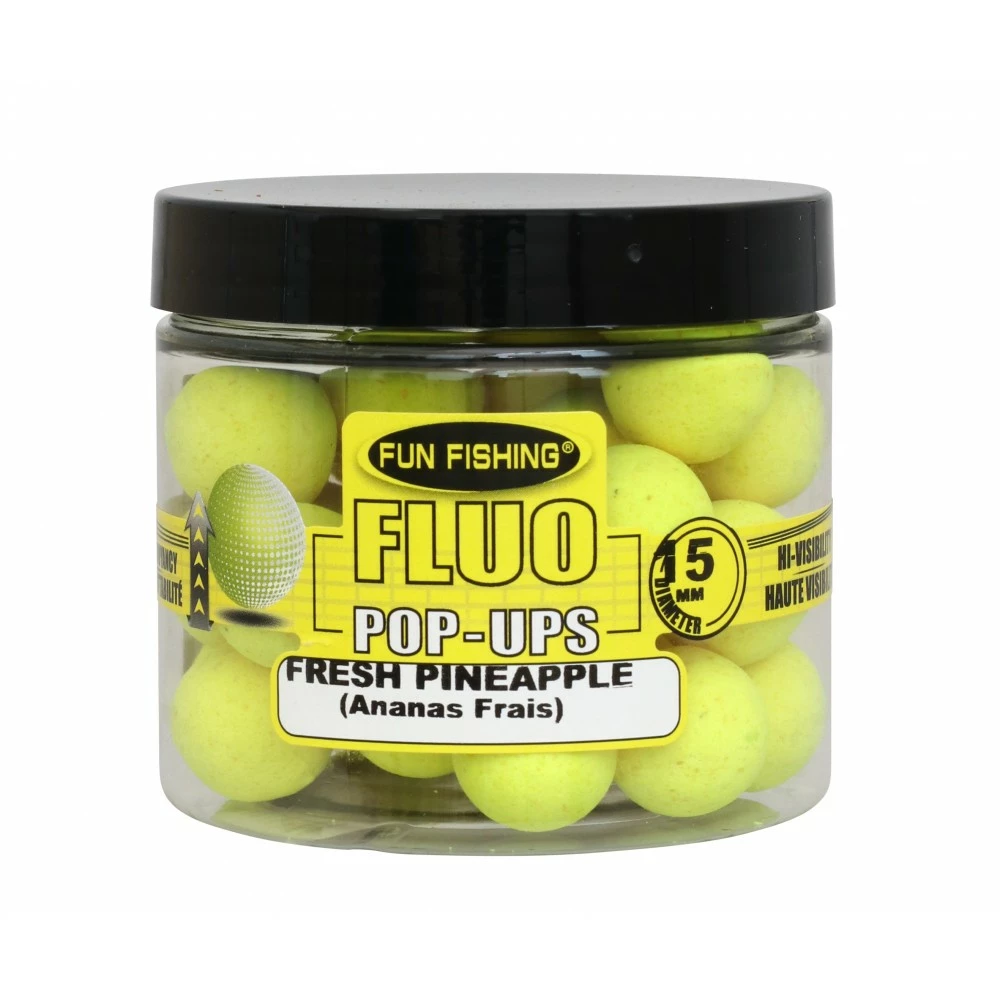Fluo Pop Ups Ananas Frais 15mm 67g FUN FISHING 3 Fluo Pop Ups Ananas Frais 15mm 67g FUN FISHING